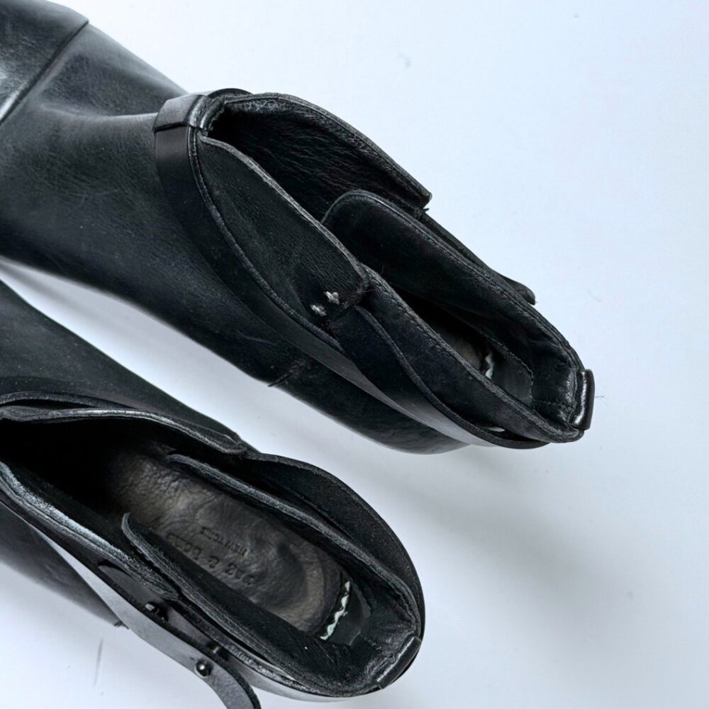 Rag and Bone Harrow Black Leather Ankle Boots Size 39.5 9.5 Heels Quiet Luxury - Picture 8 of 9
